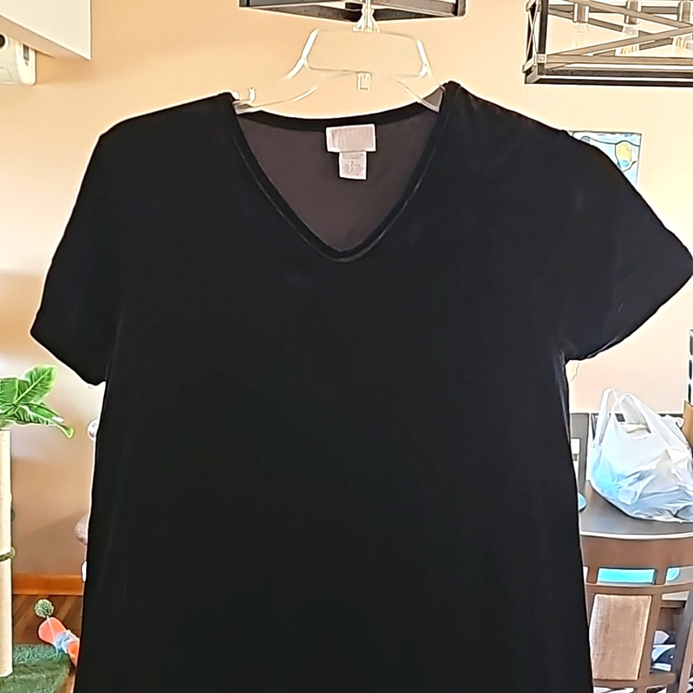 Cassini size large black velvet-like material dress ankle length